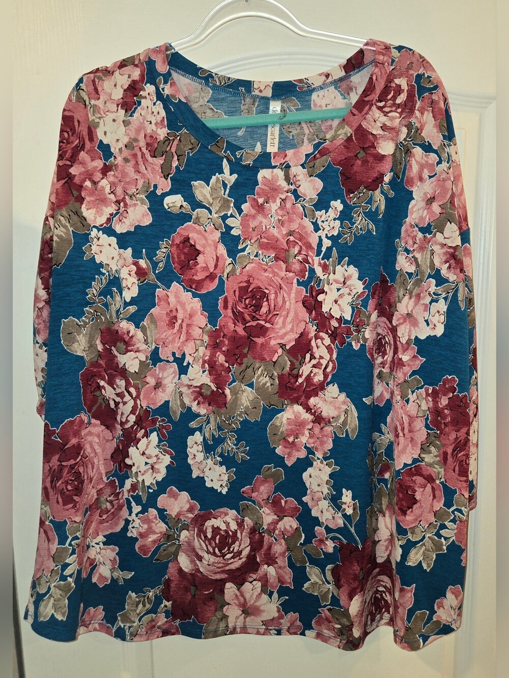 Womens Floral 3/4 Sleeves Top Size-XL